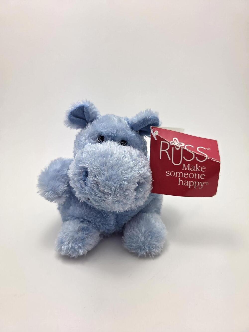 Russ Yummy Luvvies Blue Hippo Plush Stuffed Animal, New With Tags (4 inch)